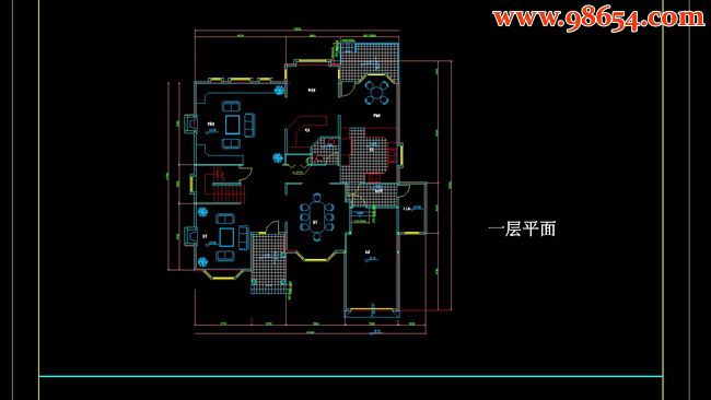 两层324平米F型别墅方案平立剖图一楼平面图