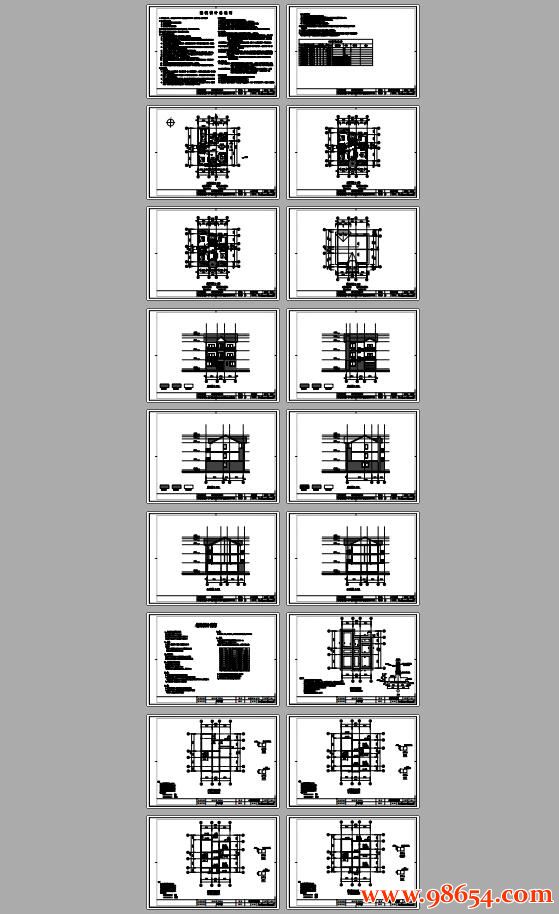 首层面积121平方米3层农村别墅全套设计图全套预览图