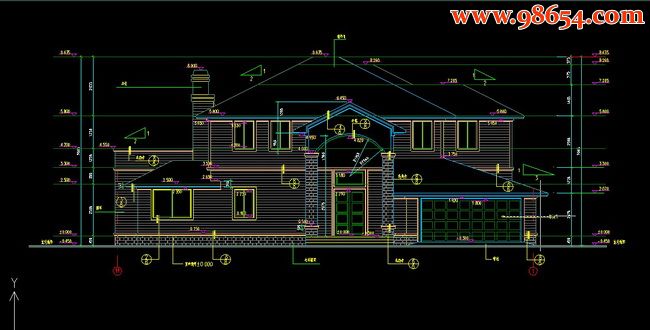 豪华别墅CAD图纸正立面图