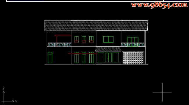 龙湾别墅一号楼施工图正立面图