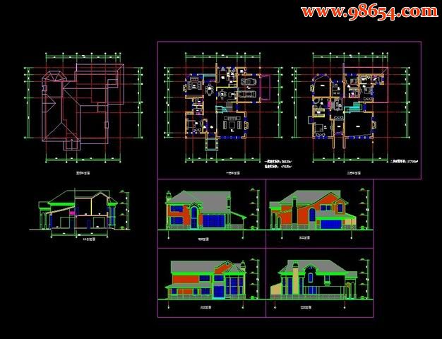 某地二层别墅CAD建施图全套预览图