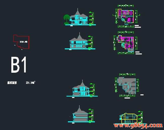 首层面积162平方米2层B1小别墅户型施工图全套预览图