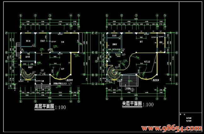 首层面积284平方米4层独栋别墅施工图一楼平面图