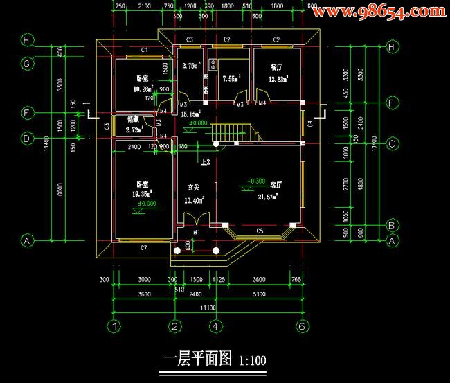 首层面积126平方米3层农村别墅设计图一楼平面图