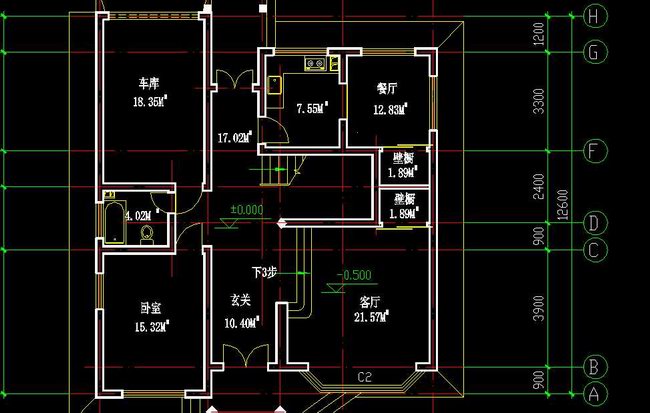 二层欧式典雅别墅图纸一楼平面图