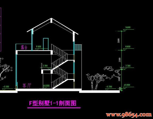 首层面积170平方米3层独立F型别墅设计图正立面图