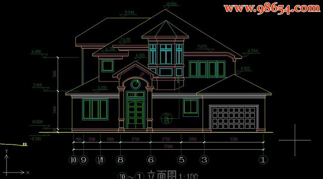 东阳别墅全套图正立面图