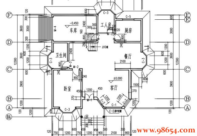 首层面积129平方米三层别墅设计图一楼平面图