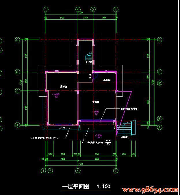 首层面积154平方米3层坡屋顶别墅施工图一楼平面图