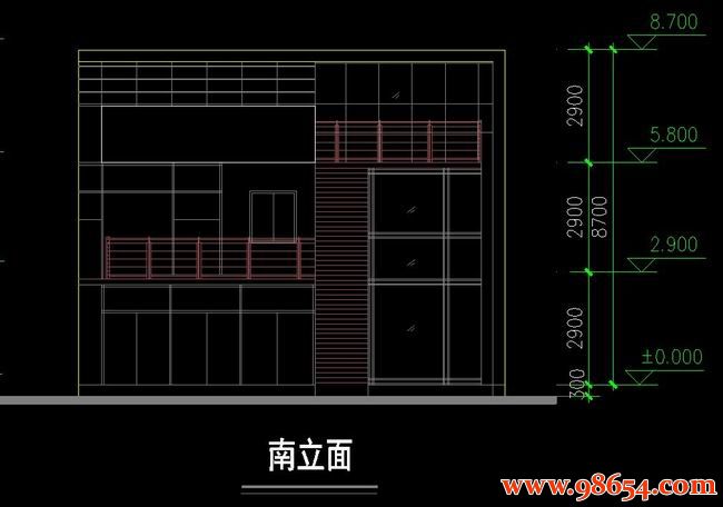 首层面积160平方米3层农村别墅设计施工图正立面图