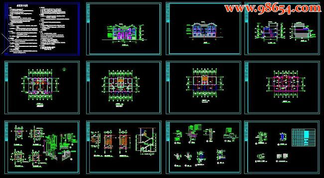 江南某地新农村建设三层双拼住宅施工图全套预览图
