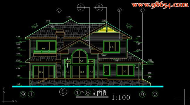 两层自建别墅建施图二正立面图