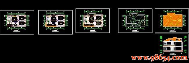 首层面积67平方米2层别墅建筑施工图全套预览图