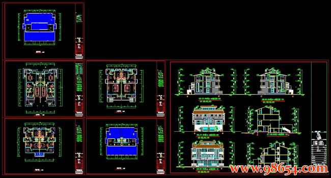 首层面积277平方米4层双拼别墅施工图全套预览图