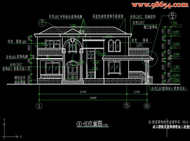 别墅设计方案图A-10正立面图