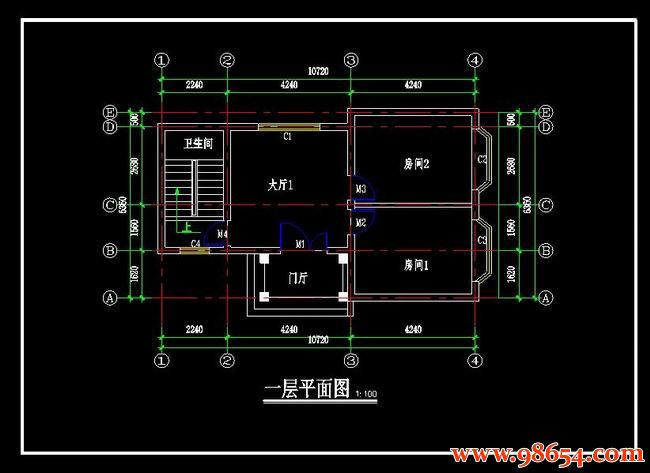 首层面积68平方米2层新农村住宅一楼平面图