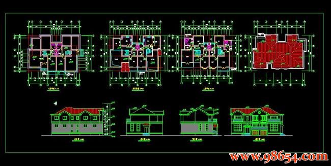 首层面积265平方米2层双拼别墅建筑施工图全套预览图