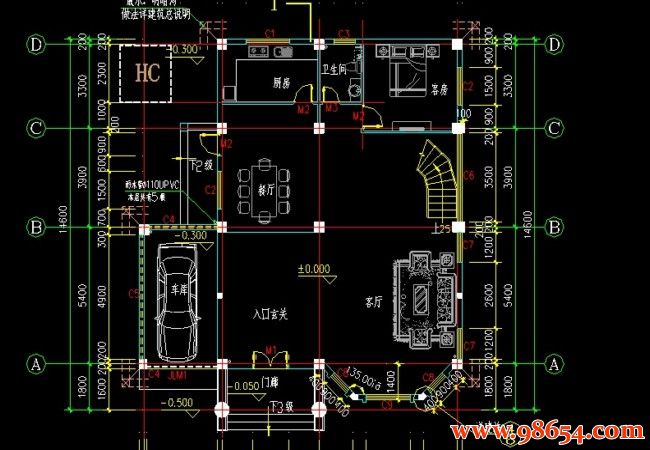 首层面积194平方米三层独栋别墅设计图一楼平面图