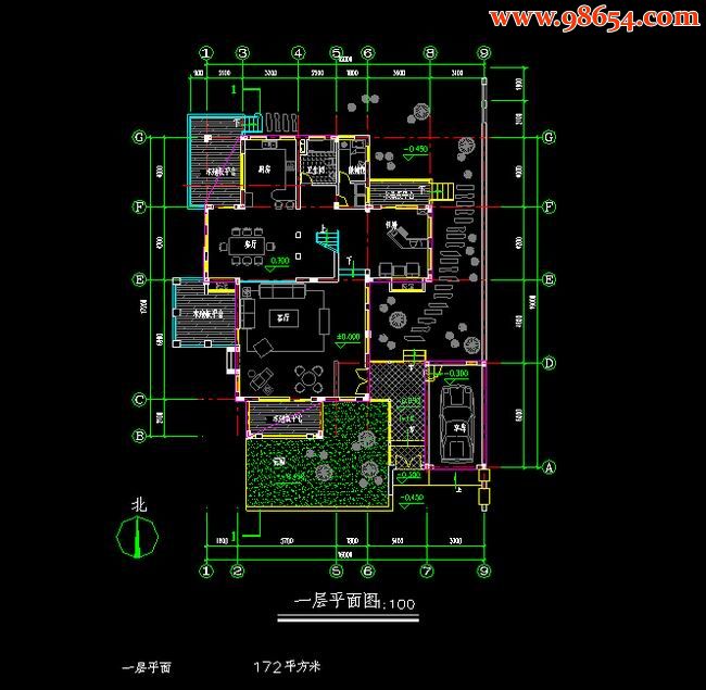 首层304平方米2层现代别墅设计方案一楼平面图