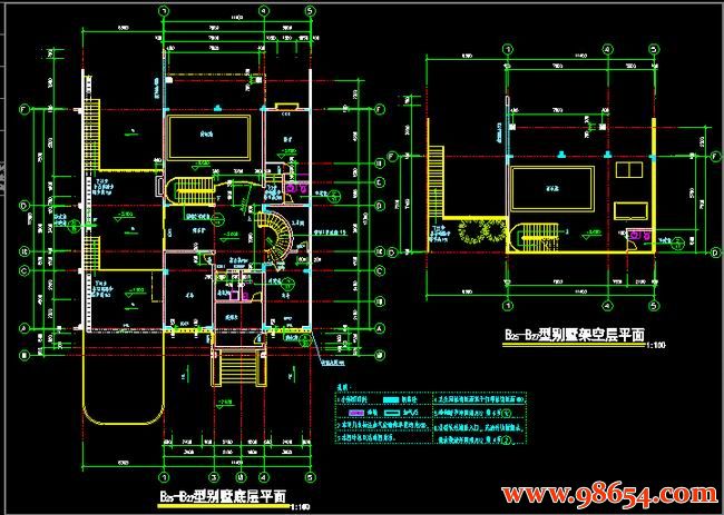 首层面积198平方米3层别墅建筑施工图一楼平面图