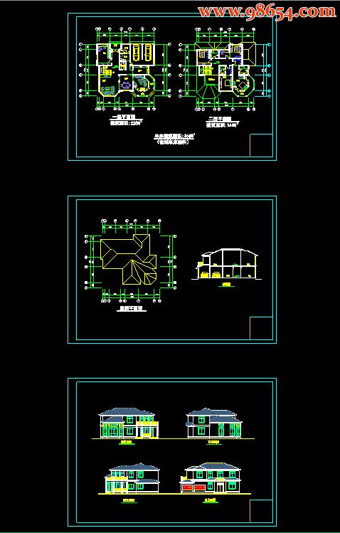 首层238平米2层独立别墅施工图全套预览图