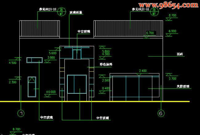 首层面积176平方米2层别墅施工图正立面图