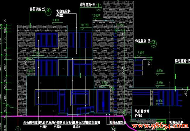 首层面积650平方米三层别墅设计图正立面图