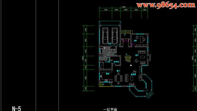 两层382平米独栋小别墅N-07一楼平面图