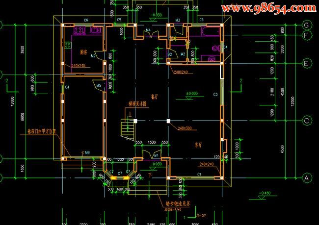 首层面积150平方米2层C型别墅建筑图一楼平面图