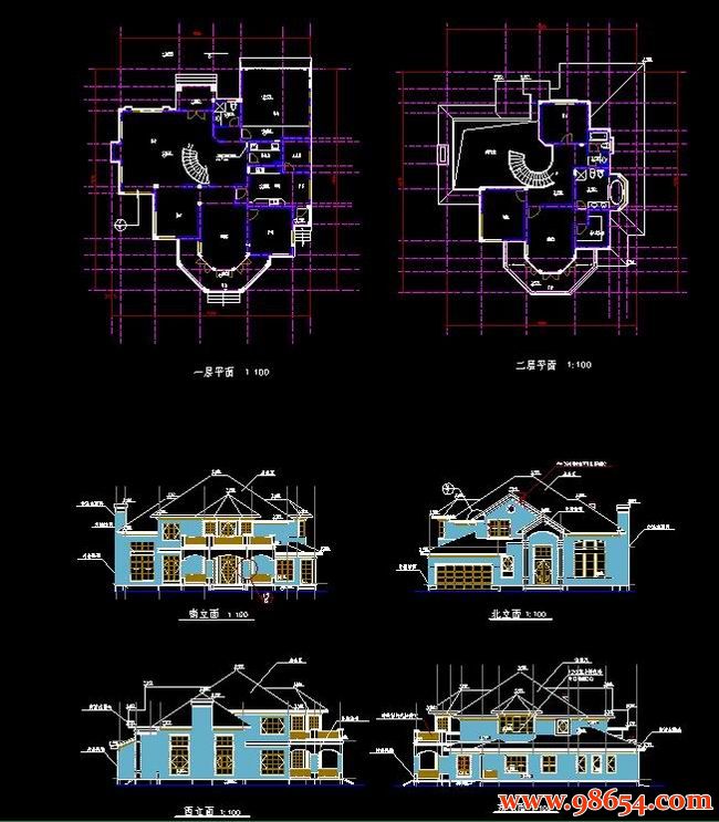 首层面积330平方米2层豪华别墅设计施工图全套预览图