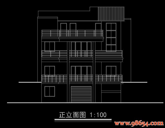 首层面积175平方米3层新农村独栋别墅施工方案正立面图