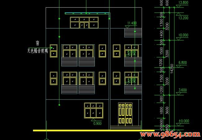 首层面积100平方米四层别墅设计图正立面图