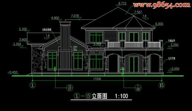 两层4室3厅3卫小和山九月森林住宅区12#别墅正立面图