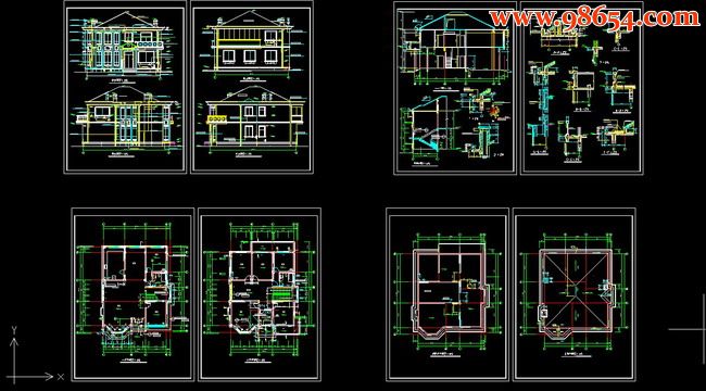 两层宽敞别墅详细建筑图纸全套预览图