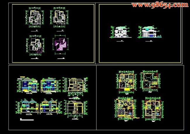 某地三层别墅建施图（带效果图） 全套预览图