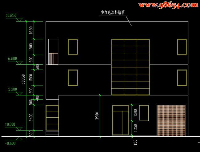 三层独栋A1型别墅施工图正立面图