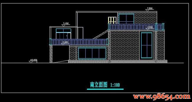 首层面积157平方米3层别墅建筑施工图正立面图