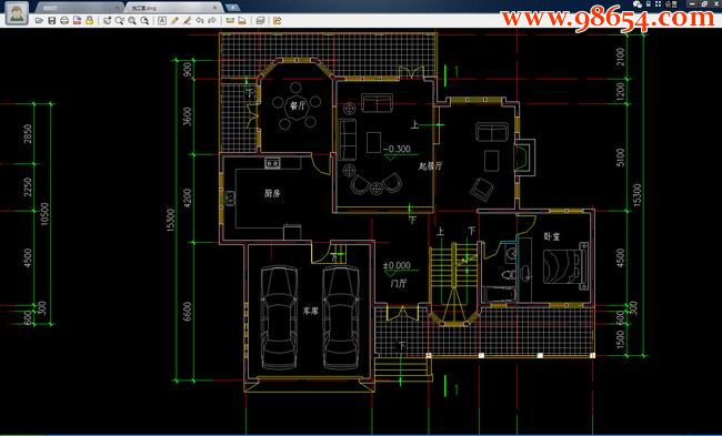 两层5室2厅5卫自建别墅施工图一楼平面图