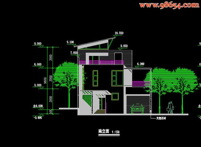 三层5室2厅4卫B型别墅施工图正立面图