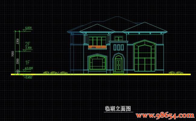 首层面积266平方米2层独栋别墅设计方案正立面图