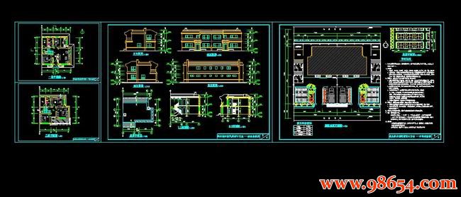 首层单套面积91平方米2层双拼别墅建筑施工图全套预览图