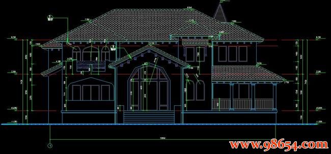 首层面积436平方米2层别墅建筑设计施工图正立面图