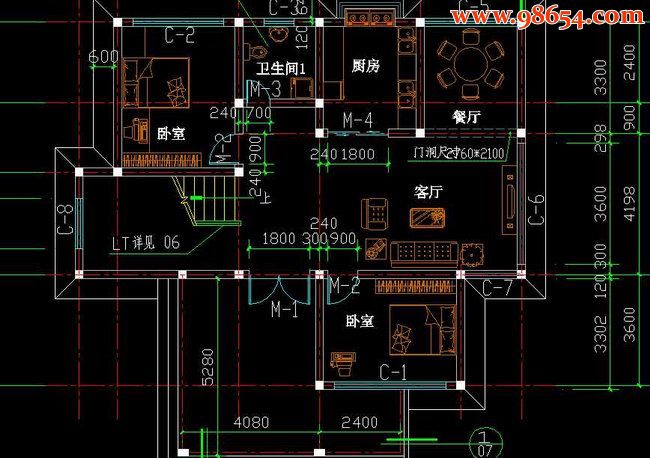 二层新农村简约住宅图纸一楼平面图