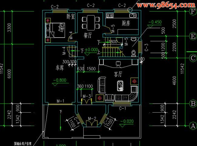 首层90平米2层4室2厅2卫图经典别墅建筑施工图一楼平面图