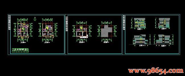 首层面积133平方米3层独栋新农村别墅施工图全套预览图