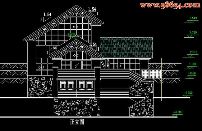 首层面积182平方米2层别墅建筑设计图纸正立面图