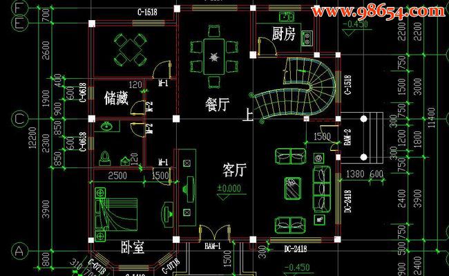 欧式二层精致别墅图纸一楼平面图