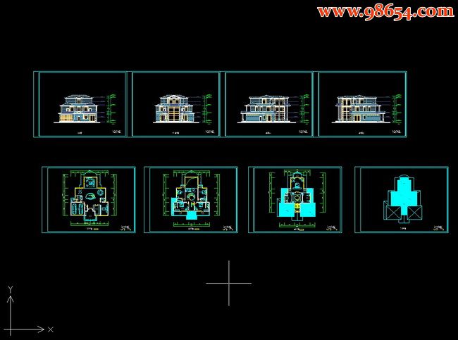 三层6室4厅6卫别墅设计施工图D全套预览图