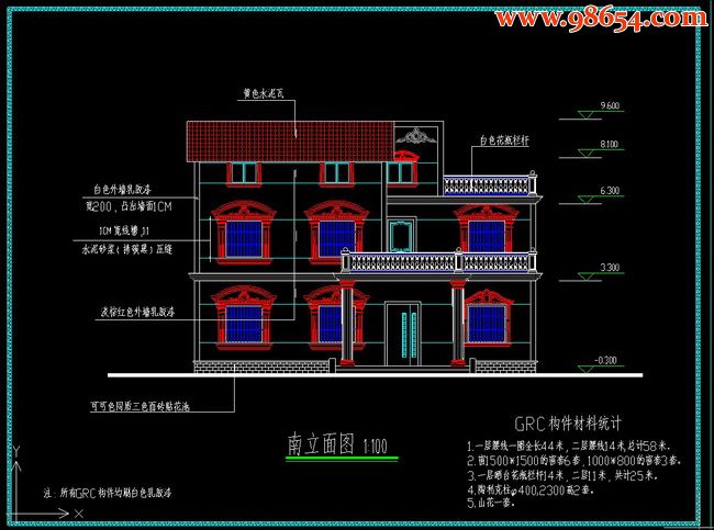 新农村带阁楼别墅设计图正立面图