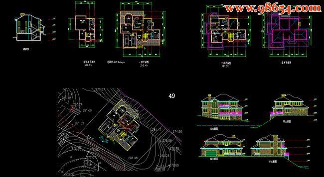 两层418平米新农村规划别墅施工图全套预览图